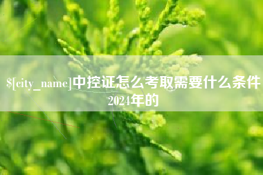 清远中控证怎么考取需要什么条件2024年的