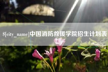 清远中国消防救援学院招生计划表